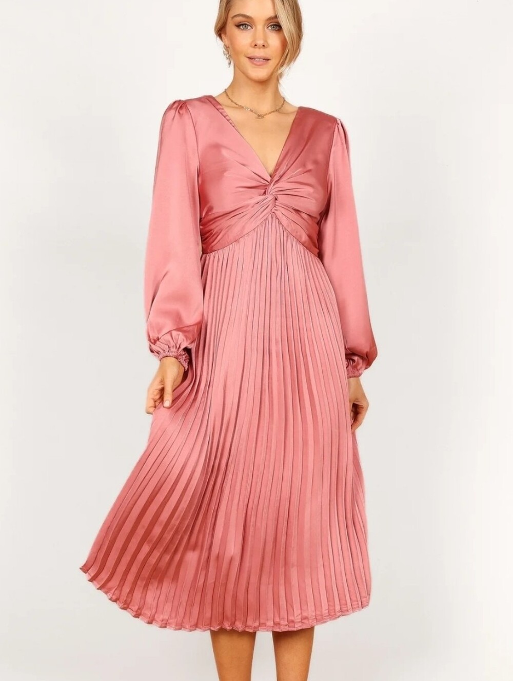 Petal & Pup Romantic Coquette Vintage Inspired Drama Silky Pleated Dress SM XL
